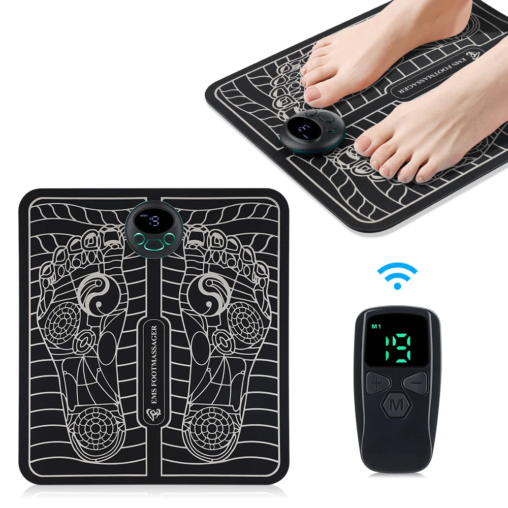 Remote Control EMS Foot Massager Pad Foot Pulse Physiotherapy Muscle Pain Relief