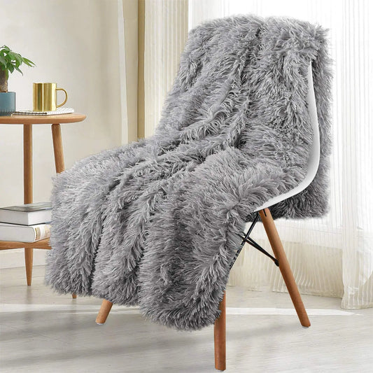 Thickened Fluffy Blanket Warm, Bedspread, Sofa Cover, Double Sided