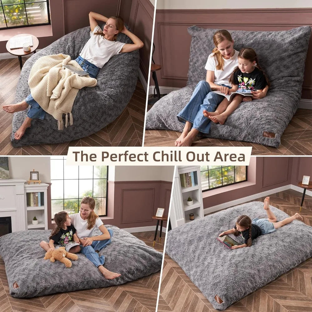 3 in 1 Giant Bean Bag Chairs Single Sofa Chair Living Room Sofa Bed, , Puff Couch