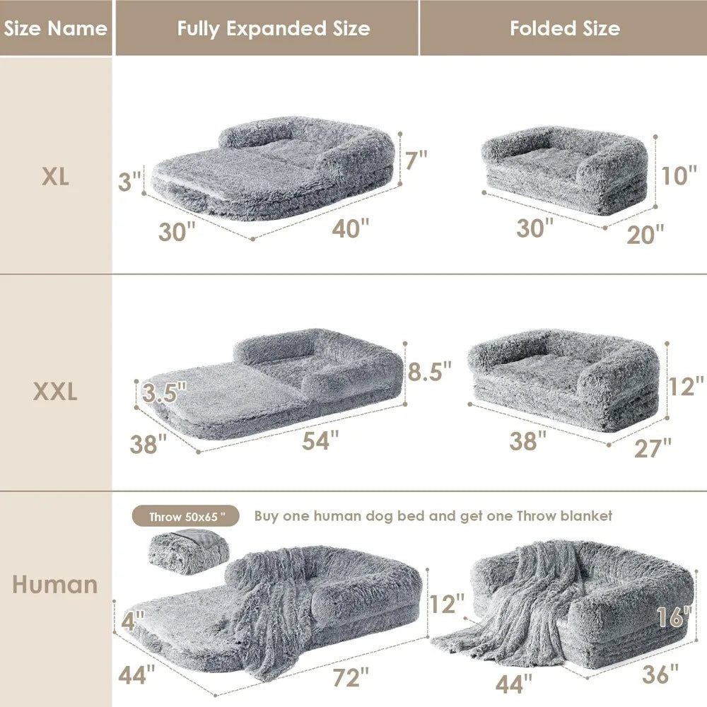 Memory Foam Human Sized Dog Bed Fur Cap Mattresses