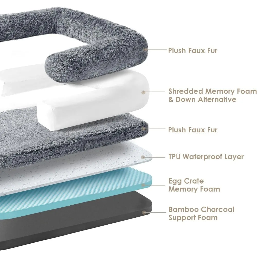 Memory Foam Human Sized Dog Bed Fur Cap Mattresses