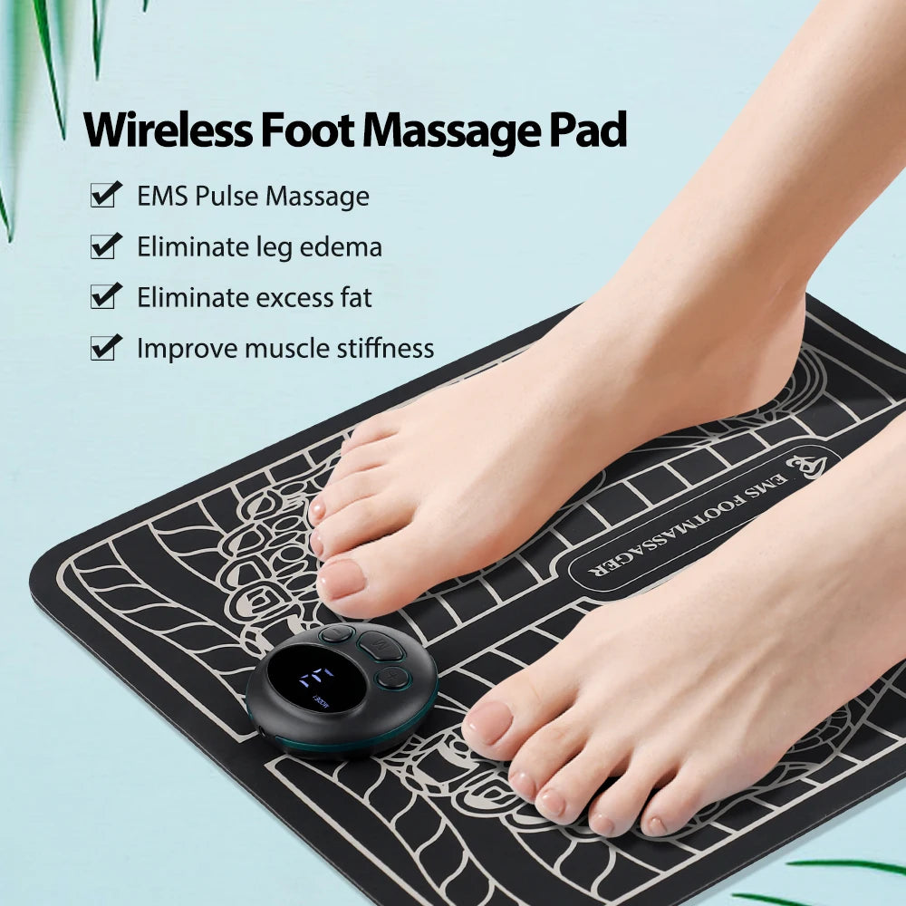 Remote Control EMS Foot Massager Pad Foot Pulse Physiotherapy Muscle Pain Relief